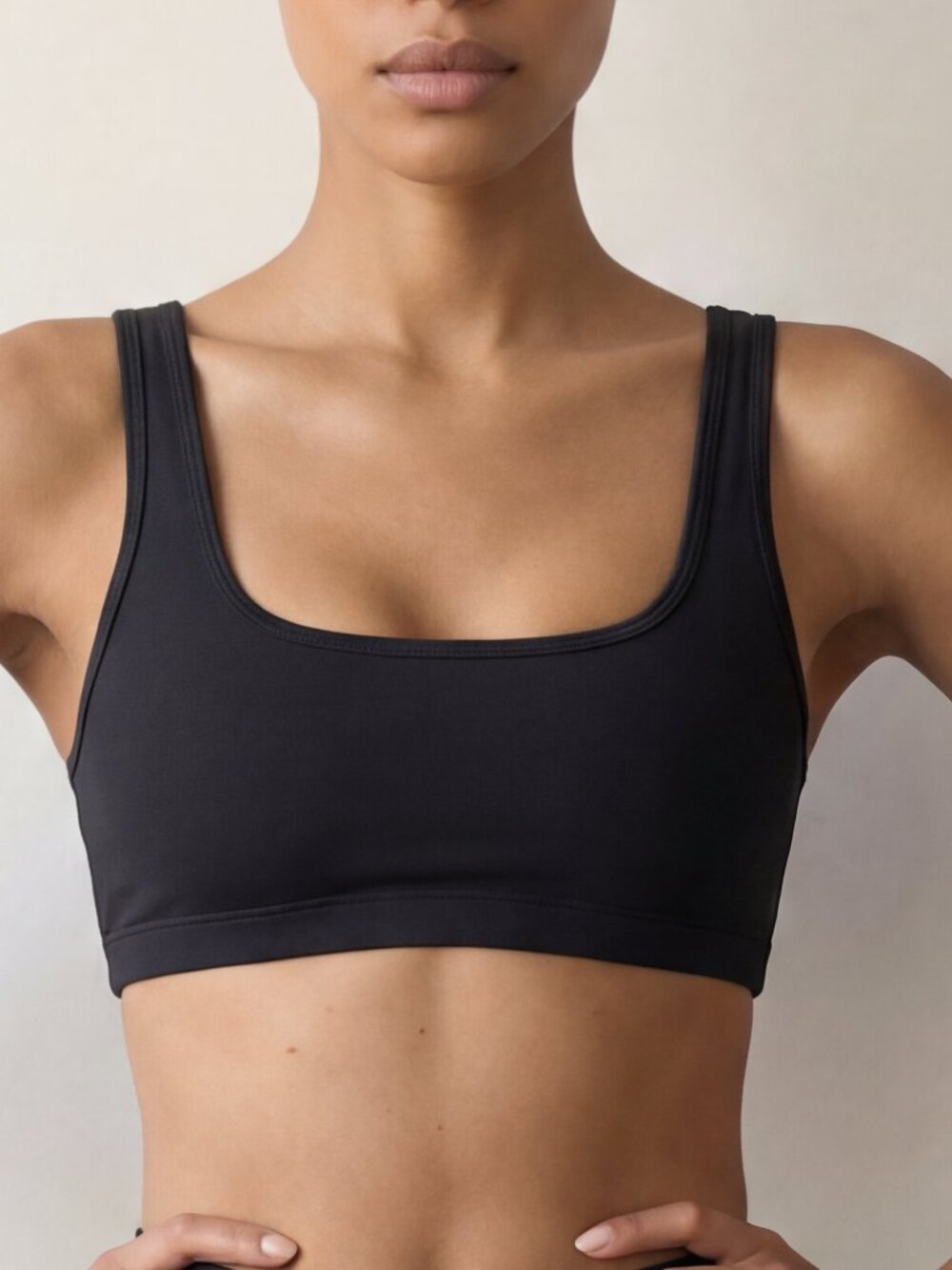 Premium Scoop Neck Sports Bra | Buttery Soft | Black